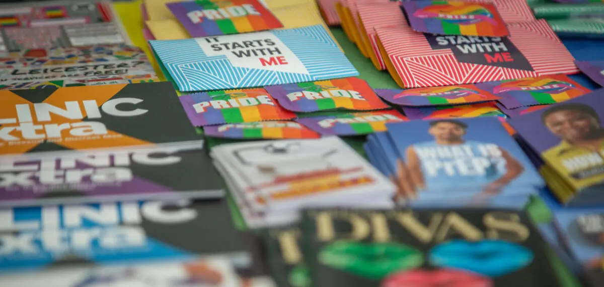 A close up of a variety of colourful information leaflets